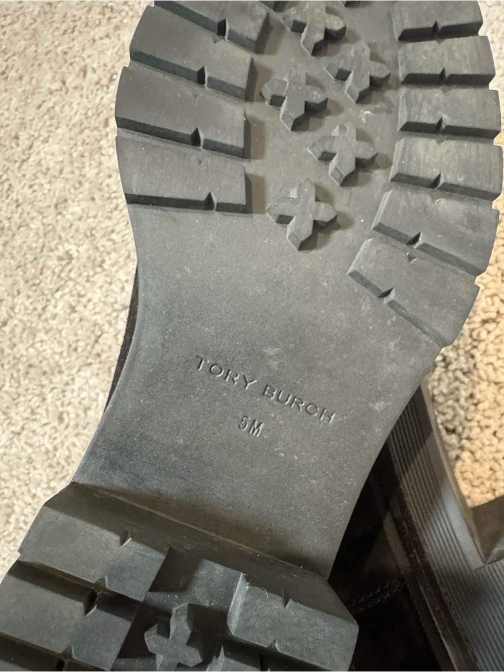 Tory Burch Black Suede Chelsea Lug Sole Boot